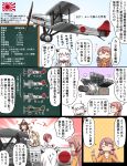  3girls 5girls ahoge aircraft airplane akashi_(kantai_collection) ark_royal_(kantai_collection) biplane blonde_hair bob_cut braid comic crown cup double_bun dress french_braid hairband highres holding holding_cup kantai_collection kongou_(kantai_collection) long_hair mini_crown multiple_girls nontraditional_miko northern_ocean_hime pale_skin pink_hair redhead shinkaisei-kan swordfish_(airplane) teacup tiara translation_request tsukemon warspite_(kantai_collection) white_hair 