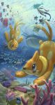  :3 brown_hair buizel coral coral_reef corsola ho-oh_(artist) milotic no_humans ocean outdoors pearl pokemon pokemon_(creature) rock sand seashell shell swimming underwater wailord 