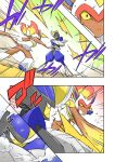  battle bisharp comic commentary_request fire highres infernape noel_(noel-gunso) pokemon pokemon_(creature) 