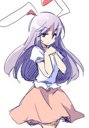  00tea 1girl animal_ears long_hair purple_hair rabbit_ears red_eyes reisen_udongein_inaba simple_background sketch solo touhou white_background 