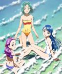  akimoto_komachi asahina_(asahinatei) barefoot beach bikini futari_wa_pretty_cure mimino_kurumi multiple_girls natsuhina ocean one-piece one-piece_swimsuit precure seaside soles swimsuit yes!_precure_5 yumehara_nozomi 