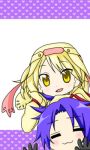  1girl :3 alice alice_(tales_of_symphonia_kor) blonde_hair blue_hair decus hat heart lowres lucky_star open_mouth parody short_hair style_parody tales_of_(series) tales_of_symphonia 