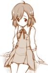  brown kannagi monochrome school_uniform short_hair sketch 