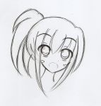  long_hair monochrome ponytail sketch tagme 