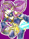 la_pucelle long_hair nippon_ichi pink_eyes purple_hair smile sword thighs weapon 
