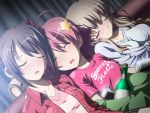  closed_eyes drunk game_cg isurugi_chie kashiwara_sarina katakura_shinji kira_kira multiple_girls open_mouth shiino_kirari 