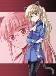  alternate_hairstyle animal_ears blonde_hair glasses pantyhose perrine_h_clostermann ponytail solo strike_witches tail yellow_eyes zoom_layer 