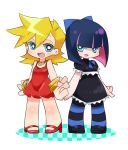  bad_id blonde_hair blue_eyes chibi child multiple_girls official_style panty_&amp;_stocking_with_garterbelt panty_(character) panty_(psg) short_hair smile stocking_(character) stocking_(psg) thighhighs young youri19 