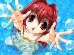  arms_up hands red_eyes redhead water wet 