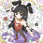  1girl :&lt; alternate_costume alternate_eye_color animal animal_ears ashley_(warioware) bangs bare_shoulders bird black_eyes black_hair black_hairband black_hat black_legwear blush bow bowtie breasts bunny_girl bunnysuit cane card cleavage_cutout closed_mouth commentary_request confetti detached_collar diamond_(shape) dove eyebrows_visible_through_hair fake_animal_ears feathers flying foreshortening from_above full_body hair_down hairband hat heart high_heels koikawa_hayato leotard long_hair looking_at_viewer mini_hat mini_top_hat outstretched_arm pantyhose playing_card rabbit_ears red_(warioware) red_collar red_leotard red_shoes shoes sidelocks small_breasts solo spade_(shape) standing stuffed_animal stuffed_bunny stuffed_toy top_hat very_long_hair warioware white_hat wrist_cuffs yellow_bow yellow_bowtie 