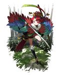  1girl bamboo bamboo_forest benienma_(fate) fate/grand_order fate_(series) feather_trim forest hat highres katana kurokw nature red_eyes redhead sword twitter_username weapon 