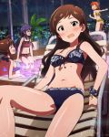  4girls :d ^_^ beamed_quavers bikini blue_hair blush brown_hair chair closed_eyes idolmaster idolmaster_million_live! indoors kitazawa_shiho long_hair looking_at_viewer lounge_chair mochizuki_anna multiple_girls musical_note navel official_art open_mouth pool print_scrunchie scrunchie short_hair sitting smile soaking_feet star star_print swimsuit wavy_mouth wrist_scrunchie yabuki_kana yokoyama_nao 