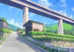  background barrel blue_sky bridge building clouds cloudy_sky commentary day fence grass niko_p no_humans original outdoors plant railing road scenery sky telephone_pole 