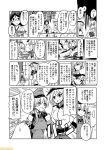  4girls character_name comic commentary crown gangut_(kantai_collection) glasses greyscale hat headgear kantai_collection kirishima_(kantai_collection) mini_crown mizumoto_tadashi monochrome multiple_girls non-human_admiral_(kantai_collection) nontraditional_miko peaked_cap prinz_eugen_(kantai_collection) translation_request warspite_(kantai_collection) 