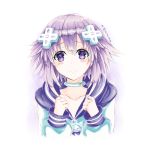  1girl absurdres choker d-pad hair_ornament heart heart-shaped_pupils highres hood hooded_track_jacket hoodie jacket looking_at_viewer neptune_(choujigen_game_neptune) neptune_(series) purple_hair short_hair smile solo symbol-shaped_pupils track_jacket violet_eyes 