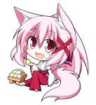  1girl animal_ears fox_ears fox_tail hair_ornament highres japanese_clothes kazamatsuri_kazari looking_at_viewer mizuki_(kogetsu-tei) open_mouth original pink_eyes pink_hair solo tail 