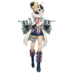  1girl blonde_hair boots coat full_body gloves green_eyes hms_bulldog_(victory_belles) knife looking_at_viewer official_art pipe pipe_in_mouth salmon88 short_hair simple_background solo victory_belles white_background 