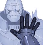  1boy alphonse_elric armor broken_glass face fullmetal_alchemist glass gloves hands helmet highres male_focus mirror reflection simple_background solo_focus white_background 