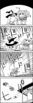  4koma bow bucket cleaning comic commentary_request dustcloth greyscale hair_bobbles hair_bow hair_ornament hat hat_bow highres kirisame_marisa kisume long_hair monochrome rope shaded_face smile tani_takeshi touhou translation_request twintails tying witch_hat yukkuri_shiteitte_ne 