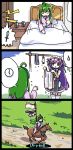  /\/\/\ 2girls 3678177 3koma ahoge barefoot bed black_necktie carrie_(sennen_sensou_aigis) clock closed_eyes clothesline collared_shirt comic dumbbell english flying_sweatdrops garter_straps gloves grass green_eyes green_hair hair_rings holding holding_clothes horse horseback_riding indoors laundry leone_(sennen_sensou_aigis) long_hair long_sleeves maid_headdress motion_lines multiple_girls necktie open_mouth outdoors pajamas parted_lips path purple_hair riding road sennen_sensou_aigis shirt sitting speech_bubble sword thigh-highs waking_up water_drop weapon wet wet_clothes white_gloves white_legwear white_shirt wing_collar |_| 