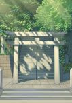  day erezu gate highres no_humans outdoors plant scenery shrine stairs stone_floor sunlight torii 
