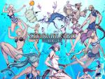  6+boys 6+girls animal_ears au_ra bikini blonde_hair blue_eyes blue_hair breasts brown_eyes brown_hair cat_ears cat_tail chocobo choker cleavage dragon_girl dragon_horns dragon_tail elezen elf facial_mark final_fantasy final_fantasy_xiv fish highres horns hyur jacket lalafell long_hair looking_at_viewer miqo&#039;te moogle multiple_boys multiple_girls official_art one-piece_swimsuit open_clothes open_jacket pale_skin pointy_ears ponytail purple_hair riding roegadyn sandals scales short_hair silver_hair smile swimsuit tail twintails underwater watermark 