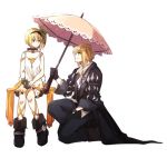  1boy 1girl black_choker blonde_hair blue_eyes brother_and_sister choco_taberusan choker edna_(tales) eizen_(tales) gloves long_hair ribbon short_hair siblings side_ponytail simple_background smile tales_of_(series) tales_of_berseria tales_of_zestiria white_background 