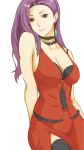  1girl bare_shoulders bow breasts cleavage earrings fire_emblem fire_emblem_echoes:_mou_hitori_no_eiyuuou highres itoyama4 jewelry long_hair purple_hair solo sonia_(fire_emblem_gaiden) thigh-highs upper_body violet_eyes 