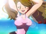  brown_eyes brown_hair commentary_request gundam gundam_build_fighters gundam_build_fighters_try sazaki_kaoruko swimsuit twintails y@mato 