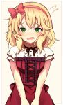  1girl blonde_hair blush commentary_request dress graphite_(medium) green_eyes hairband highres idolmaster idolmaster_cinderella_girls looking_at_viewer open_mouth sakurai_momoka short_hair solo tokitoki_(commando) traditional_media 