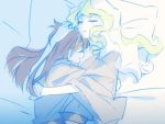  2girls couple diana_cavendish hug kagari_atsuko little_witch_academia lowres lying milk_puppy multiple_girls sleeping yuri 