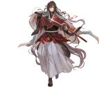  1boy black_hair drawing_sword full_body granblue_fantasy izumi-no-kami_kanesada japanese_clothes katsugeki/touken_ranbu male_focus minaba_hideo official_art smile solo sword touken_ranbu transparent_background weapon 