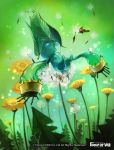  blue_eyes copyright_name creature flower force_of_will ladybug leaf no_humans official_art solo sparkle 