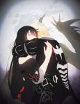  1boy 1girl black_hair blonde_hair braid closed_eyes eizen_(tales) fuyusu_tales highres hug long_hair simple_background tales_of_(series) tales_of_berseria translation_request velvet_crowe very_long_hair white_background wings 