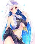  1girl armpits bare_shoulders breasts cheerleader fate/grand_order fate_(series) lancer_(fate/prototype_fragments) large_breasts long_hair putimaxi silver_hair skirt skirt_lift under_boob very_long_hair violet_eyes 