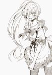  1girl earrings jewelry maid monokuro_(sekahate) necklace ponytail rwby scar scar_across_eye solo thigh-highs weiss_schnee 