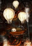  artist_name clock gears highres inika light_bulb no_humans original scenery steampunk 