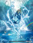  banamons butterfly copyright_name force_of_will gem grass leaf no_humans official_art rainbow sky water waterfall 