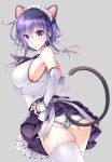  1girl animal_ears blue_eyes blush breasts cat_ears detached_sleeves hyoudou_michiru komichi_nao large_breasts looking_at_viewer maid_headdress panties purple_hair ribbon saenai_heroine_no_sodatekata short_hair sideboob skirt sleeveless solo tail thigh-highs underwear violet_eyes 