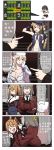  &gt;_&lt; 4girls 4koma anger_vein blush braid breasts cleavage comic dp28_(girls_frontline) girls_frontline glasses_on_head helianthus_(girls_frontline) highres kalina_(girls_frontline) monocle multiple_girls side_ponytail sr-3mp_(girls_frontline) translation_request twintails xiu_jiayihuizi 