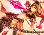  1girl blonde_hair chains highres hood navel odin_sphere red_eyes solo sushi_(sashimise) thigh-highs velvet_(odin_sphere) 