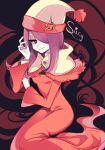  1girl hair_over_one_eye hat leila_(yurisouls) little_witch_academia purple_hair red_eyes smile solo sucy_manbavaran 