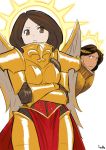  1boy 1girl armor can&#039;t_be_this_cute commentary emperor_of_mankind halo living_saint lutherniel parody tsundere warhammer_40k 