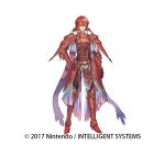  1girl armor fire_emblem fire_emblem:_mystery_of_the_emblem fire_emblem_heroes full_body gloves headband izuka_daisuke looking_at_viewer minerva_(fire_emblem) official_art red_eyes redhead short_hair solo 