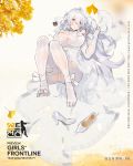  1girl bear_hair_ornament bouquet breasts bridal_veil chinese dress flower girls_frontline gloves hair_ornament high_heels highres jewelry kishiyo korean large_breasts long_hair official_art pk_(girls_frontline) red_eyes ring silver_hair thigh-highs torn_clothes torn_thighhighs veil wedding_dress wedding_ring white_gloves 