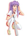  bad_id baseball_bat buruma clannad fujibayashi_kyou gym_uniform long_hair ponytail purple_eyes purple_hair thigh-highs thighhighs violet_eyes 