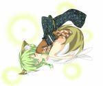  green_hair japanese_clothes shingetsu_takehito sleeping socks tail thumb_sucking 