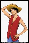  colored hat highres kubo_taito kubo_tite male monkey_d_luffy one_piece photoshop scar solo straw_hat 
