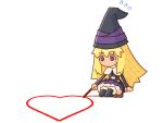  1girl blush_stickers drawing grimgrimoire hat heart lillet_blan nippon_ichi purple_eyes shigatake solo valentine violet_eyes wand witch witch_hat wizard_hat 