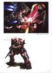  elmeth energy_sword gelgoog gun gundam highres machine_gun mecha mobile_suit_gundam morishita_naochika rx-78-2 scan shield sword weapon zaku 